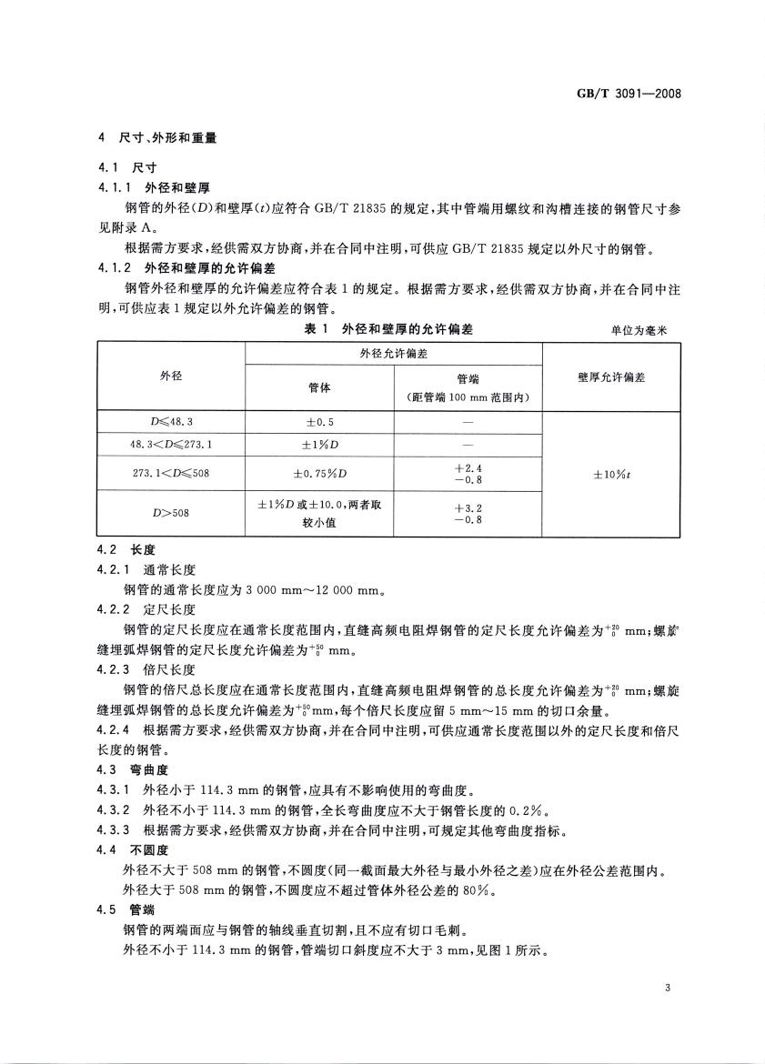 低压流体输送用焊接钢管 国标 GBT 3091-2008 代替GBT 3091-20010004